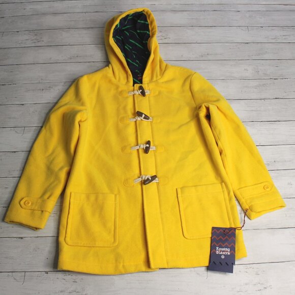 Rowing Girl's Duffle Coat Size L 10-12 Yellow Fleece Toggle Buttons - Picture 1 of 7